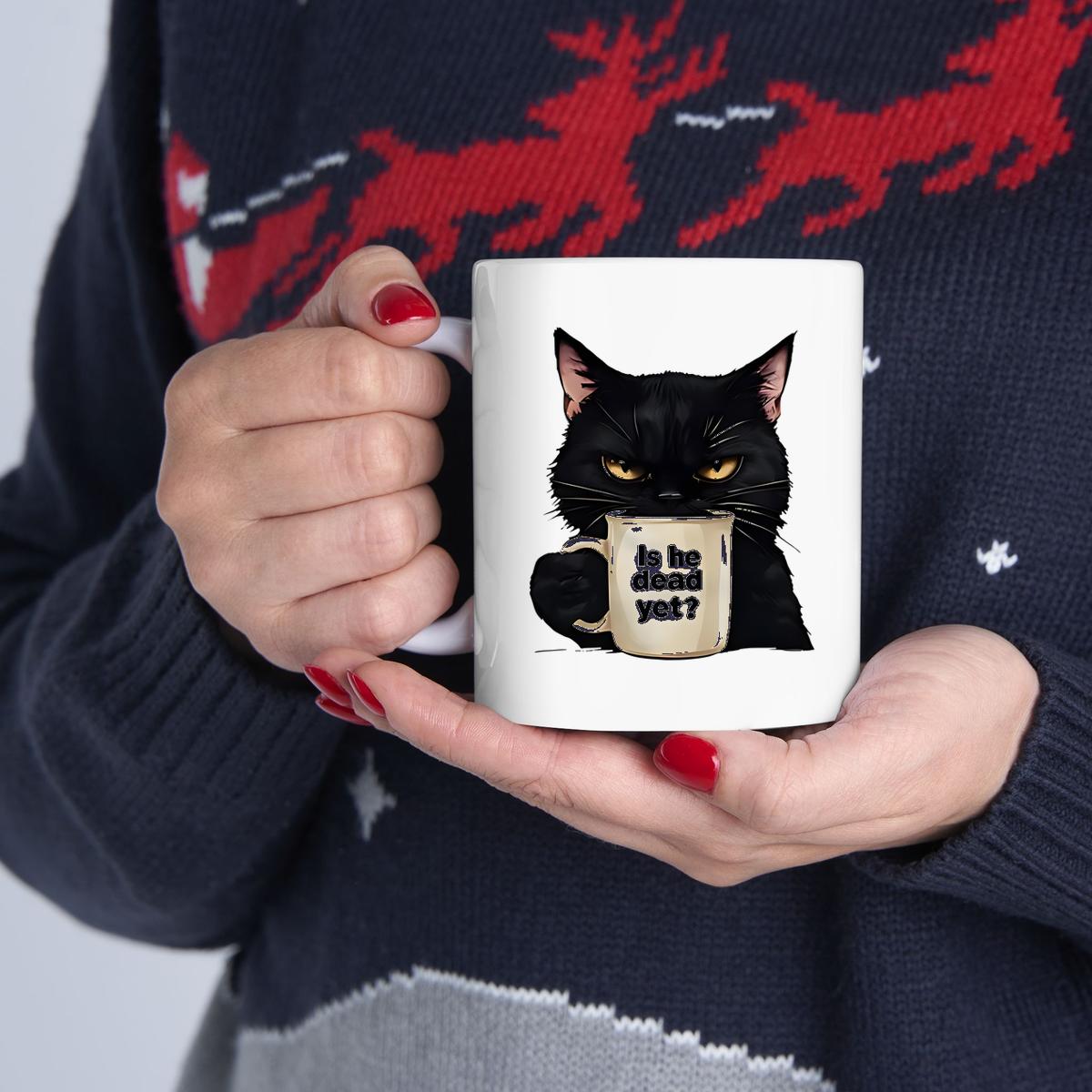 Black Cat Is He Dead Yet Shirt Mug