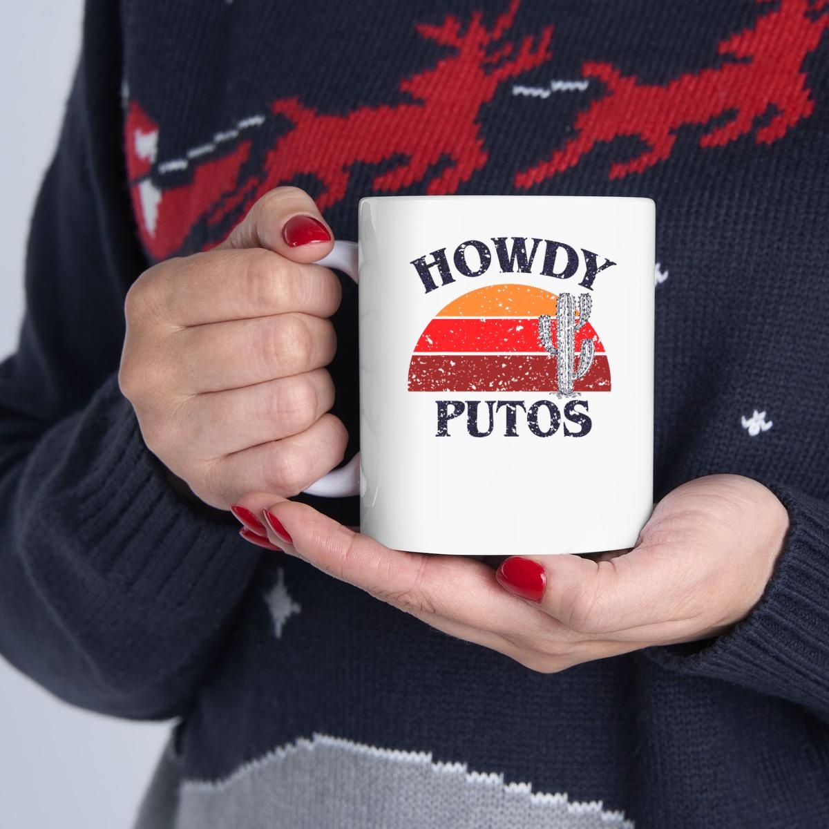 Howdy Putos Funny Cactus Retro Vintage Mug