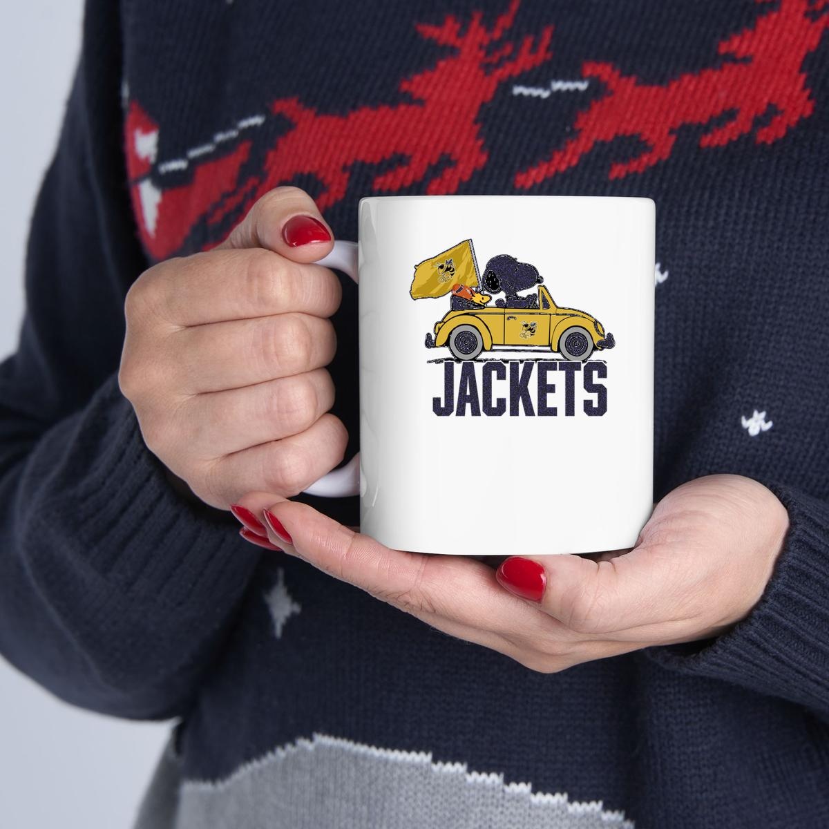 Snoopy And Woodstock Driving Car Georgia Tech Yellow Jacket Mug