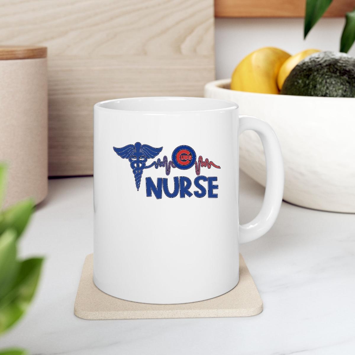 Nurse Heartbeat Chicago Cubs Mug 2