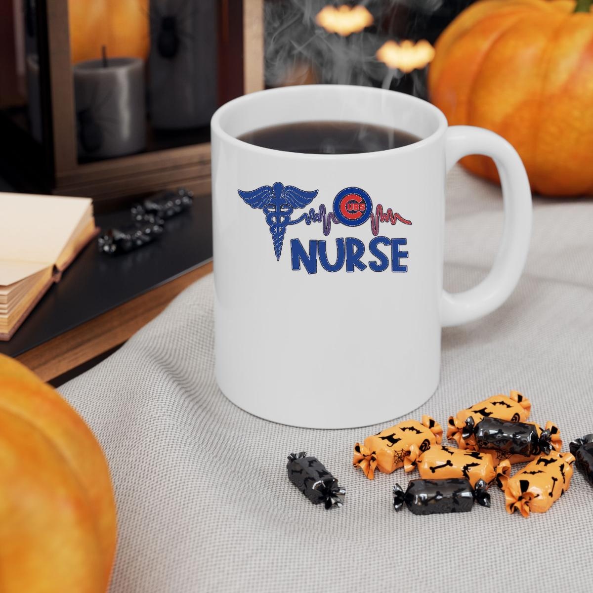 Nurse Heartbeat Chicago Cubs Mug 3