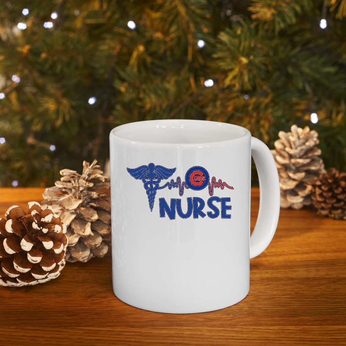 Nurse Heartbeat Chicago Cubs Mug 4