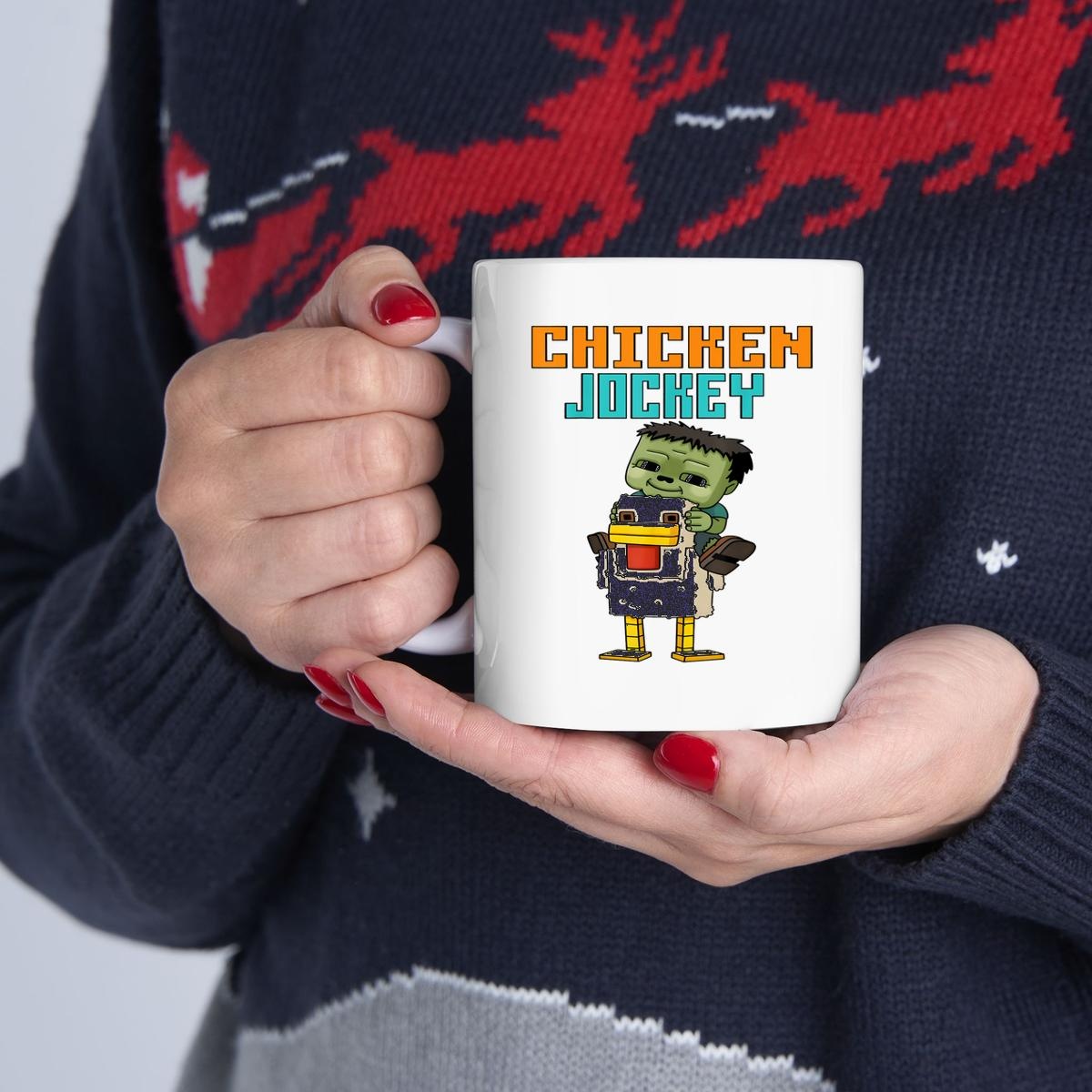 Pixel Art Gamer Chicken Jockey Zombie Cartoon Mug