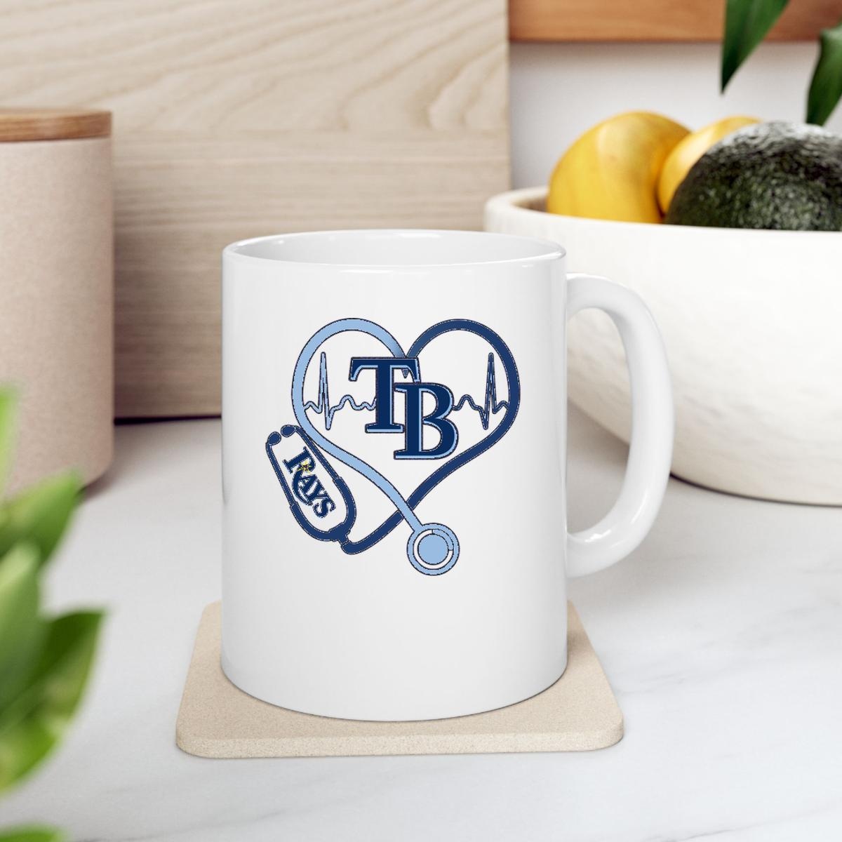 Stethoscope Heart Heartbeat Tampa Bay Rays Baseball Mug 2