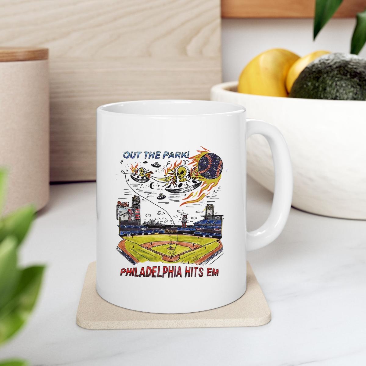 Out The Park Philadelphia Hits In Baseball Stadium Mug 2