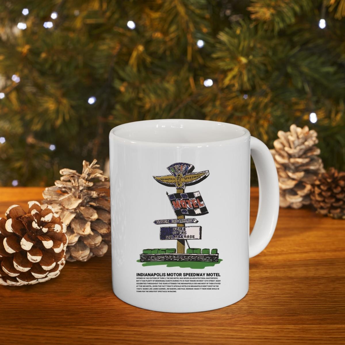 Wing Wheel Home Of The 500 Mile Race Flag Motel Mug 4