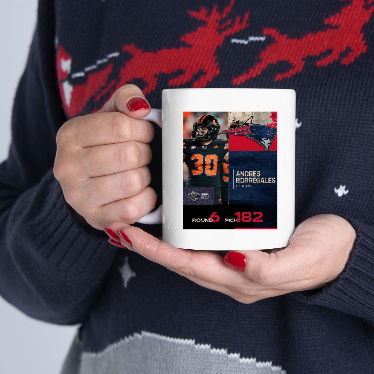 Andres Borregales New England Patriots 2025 Nfl Draft Poster Mug