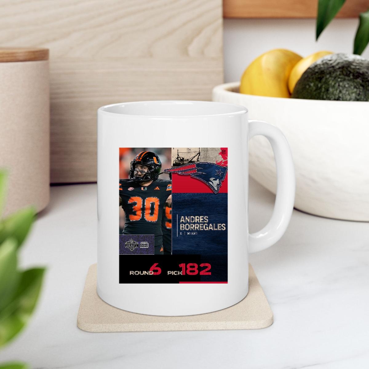 Andres Borregales New England Patriots 2025 Nfl Draft Poster Mug 2