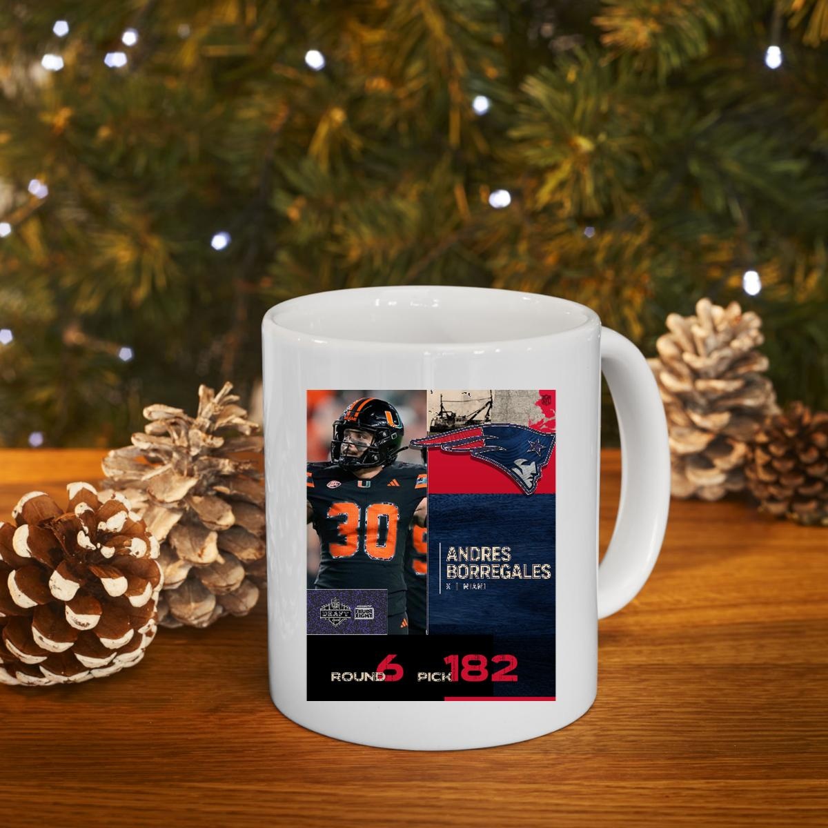 Andres Borregales New England Patriots 2025 Nfl Draft Poster Mug 4