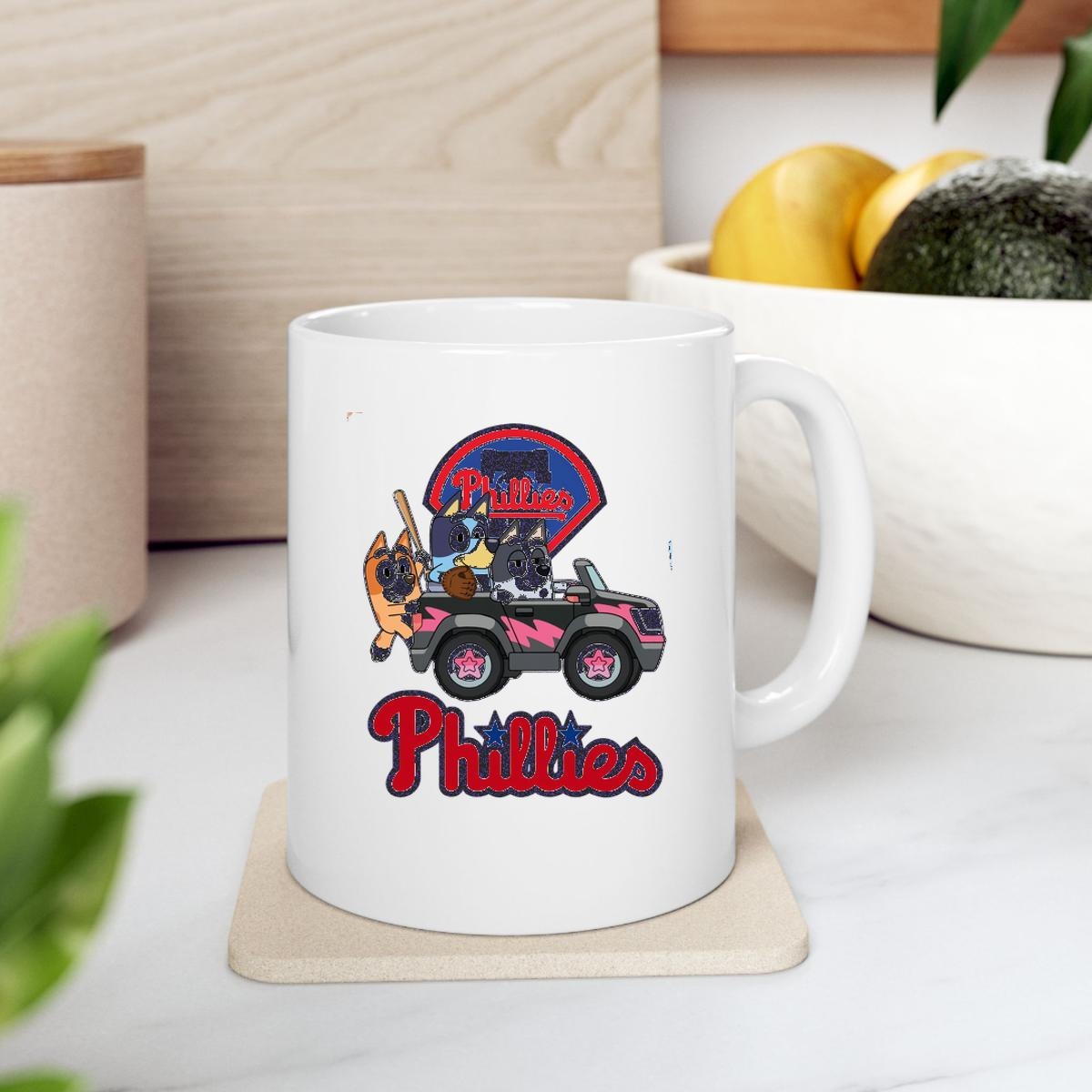 Bluey Characters Driving Car Philadelphia Phillies Mug 2