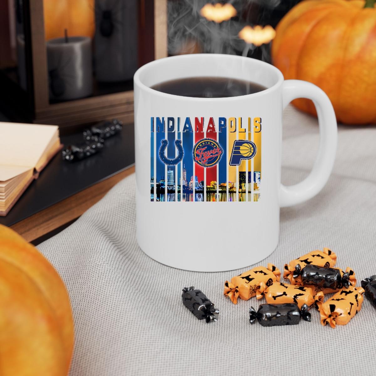 Indianapolis Sport Teams City Skyline Colts Fever Pacers Mug 3
