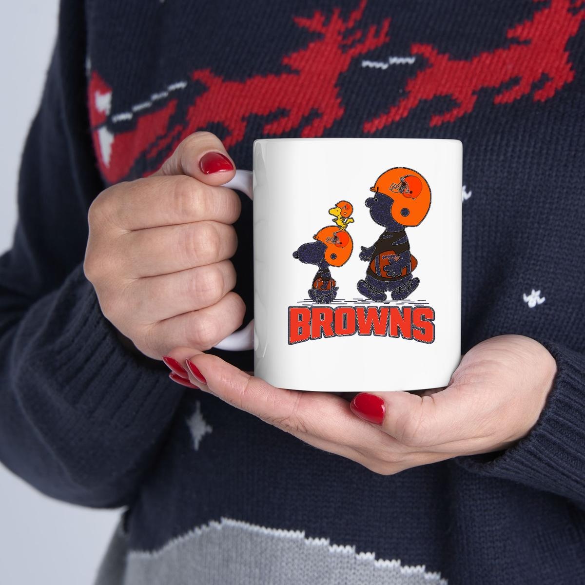 Peanuts Charlie Brown And Snoopy Dog Cleveland Browns Mug