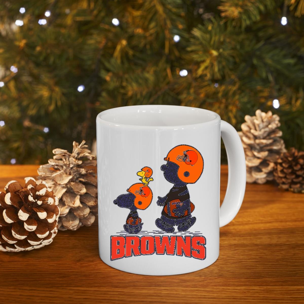 Peanuts Charlie Brown And Snoopy Dog Cleveland Browns Mug 4