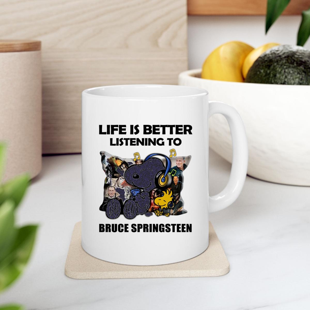 Snoopy Life Is Better Listening To Bruce Springsteen Mug 2