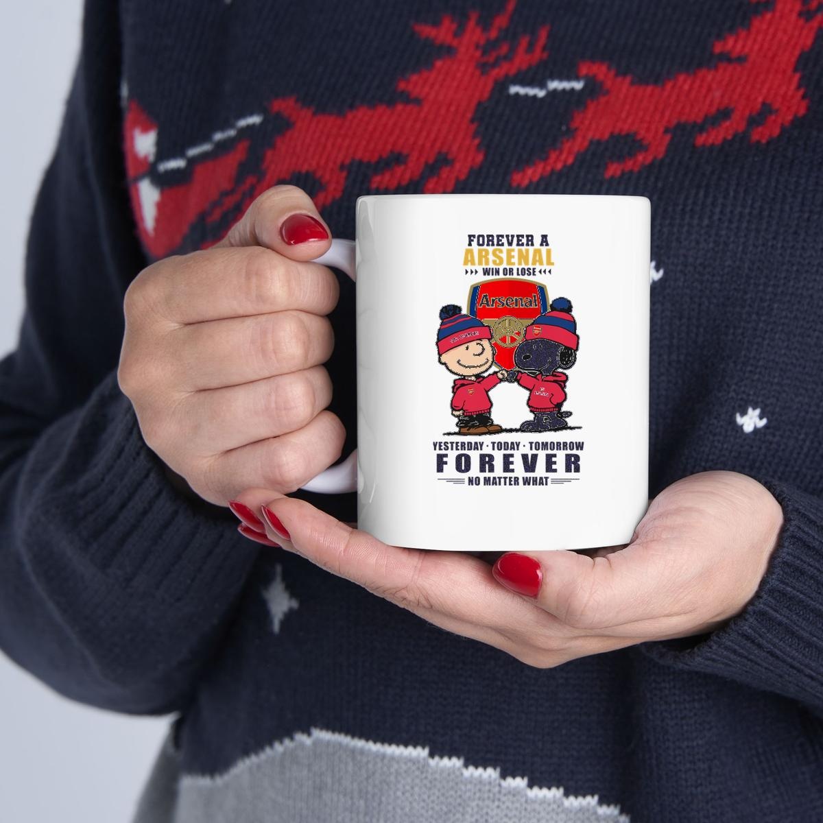 Snoopy X Charlie Brown Forever A Arsenal F.C. Win Or Lose No Matter What Mug