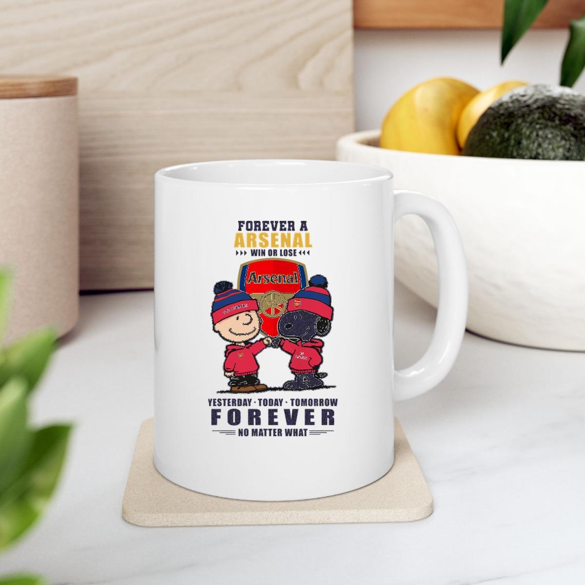 Snoopy X Charlie Brown Forever A Arsenal F.C. Win Or Lose No Matter What Mug 2