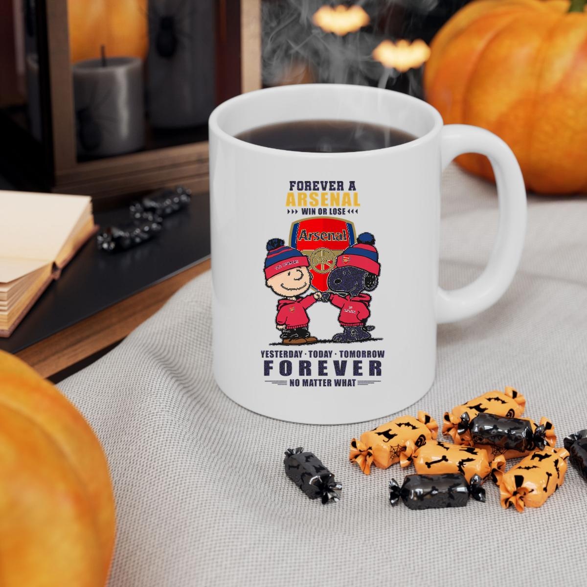 Snoopy X Charlie Brown Forever A Arsenal F.C. Win Or Lose No Matter What Mug 3