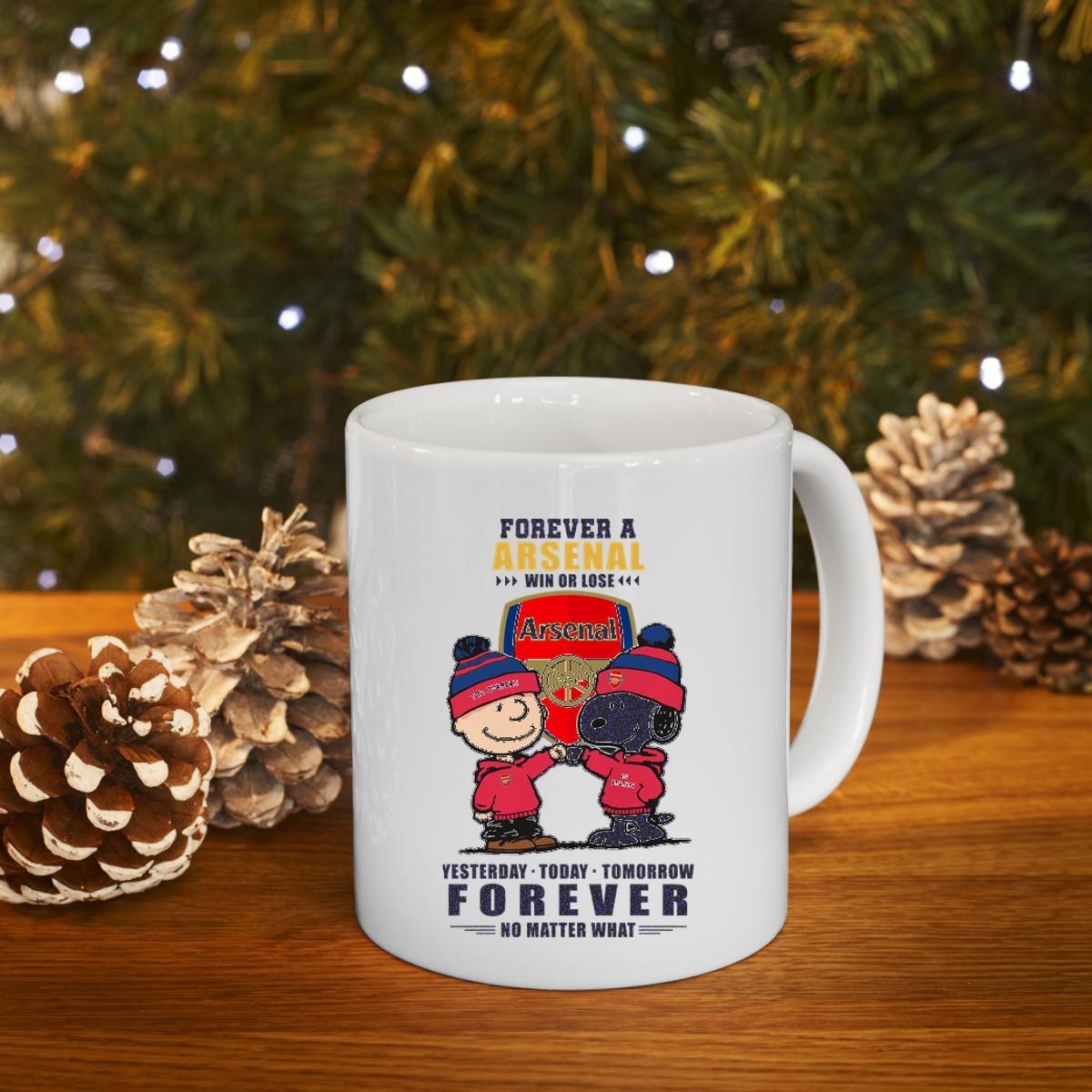 Snoopy X Charlie Brown Forever A Arsenal F.C. Win Or Lose No Matter What Mug 4