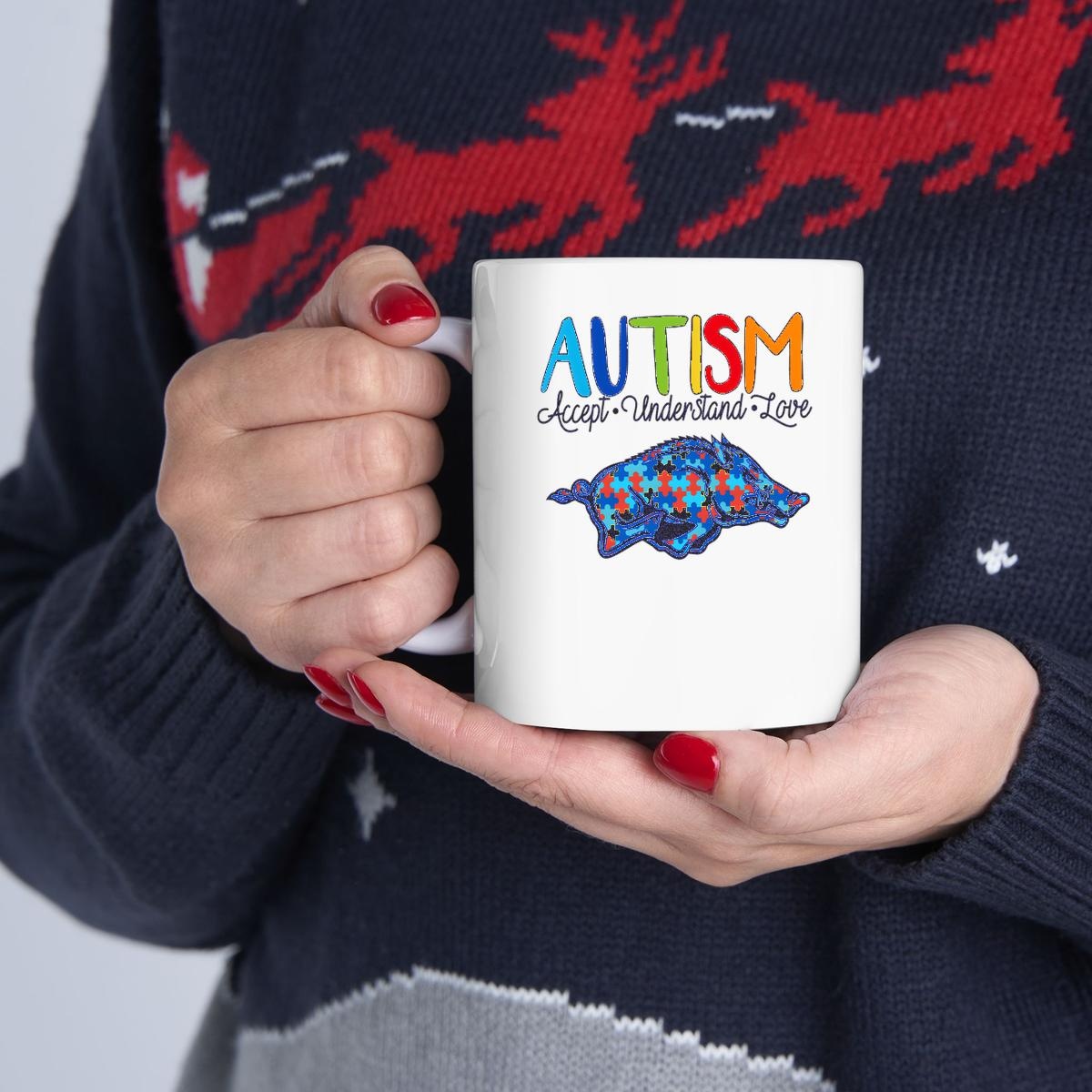 Autism Accept Understand Love Arkansas Razorbacks Mug