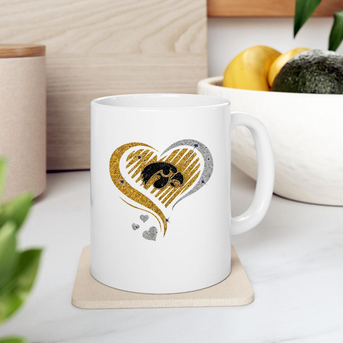 Iowa Hawkeyes Glitter Heart Logo Mug 2