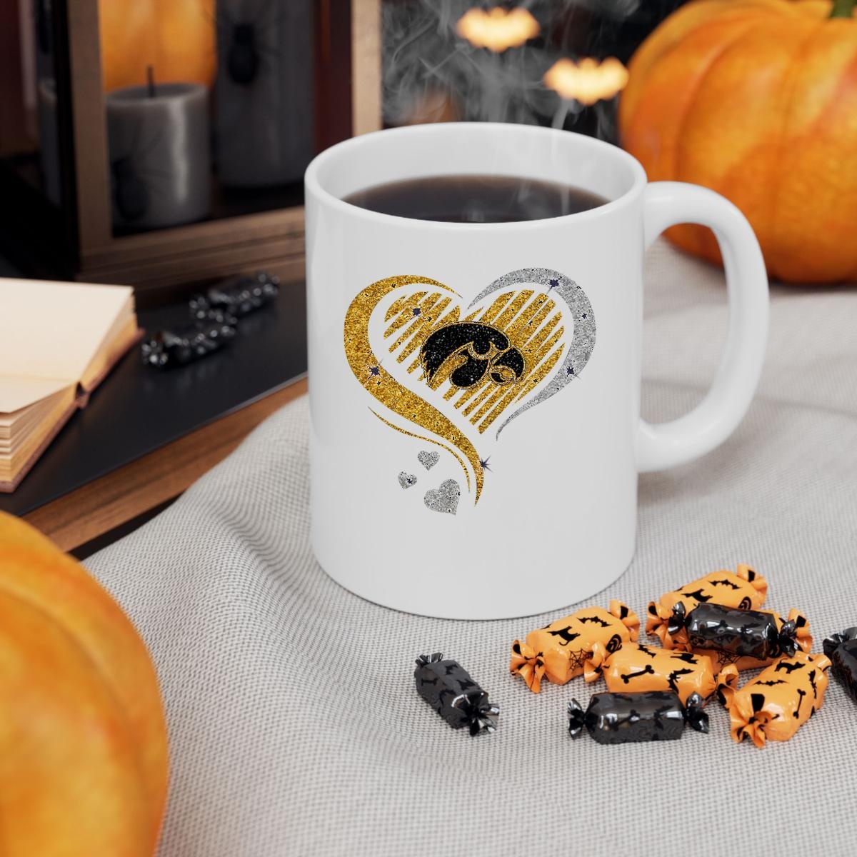 Iowa Hawkeyes Glitter Heart Logo Mug 3