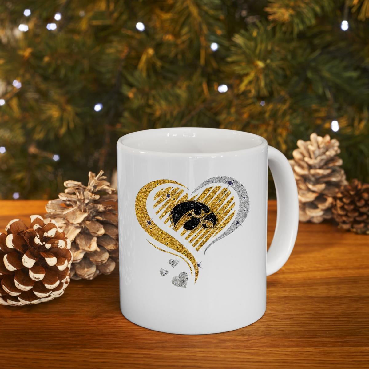 Iowa Hawkeyes Glitter Heart Logo Mug 4