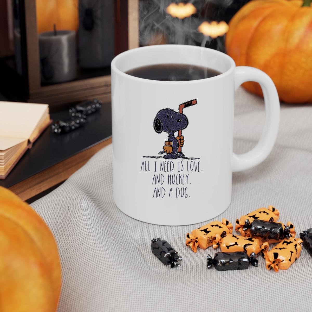 Snoopy All I Need Is Love And Hockey And A Dog Mug 3