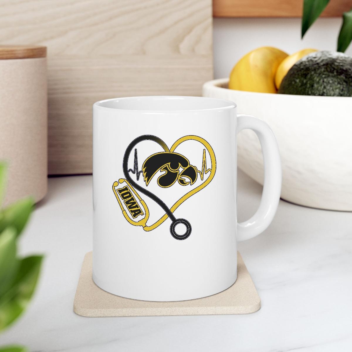 Stethoscope Heart Heartbeat Iowa Hawkeyes Mug 2