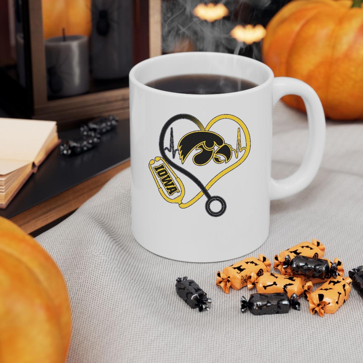 Stethoscope Heart Heartbeat Iowa Hawkeyes Mug 3