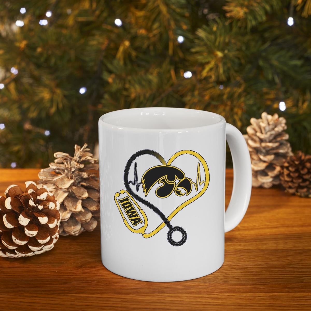 Stethoscope Heart Heartbeat Iowa Hawkeyes Mug 4