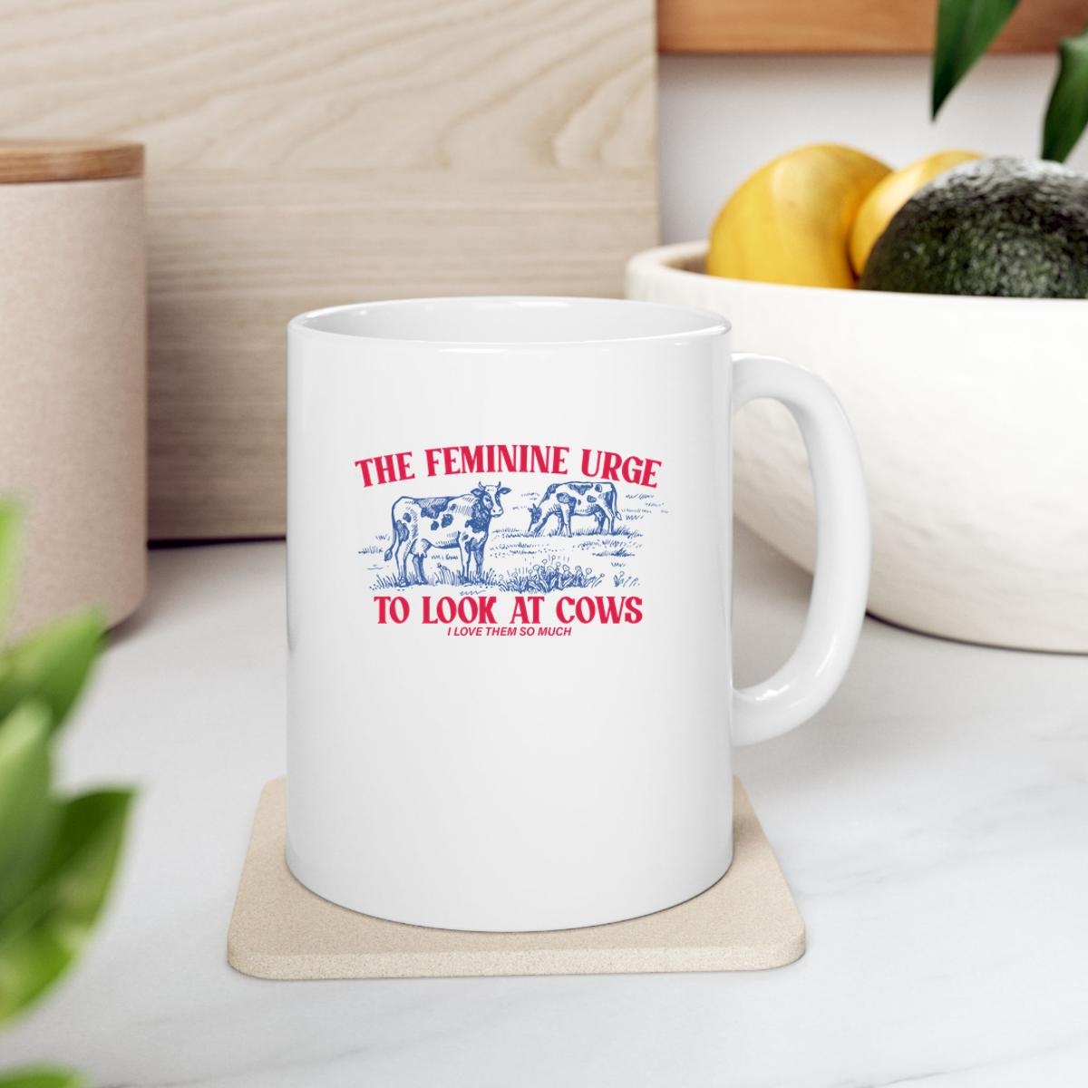 The Feminine Urge To Look At Cows Mug 2