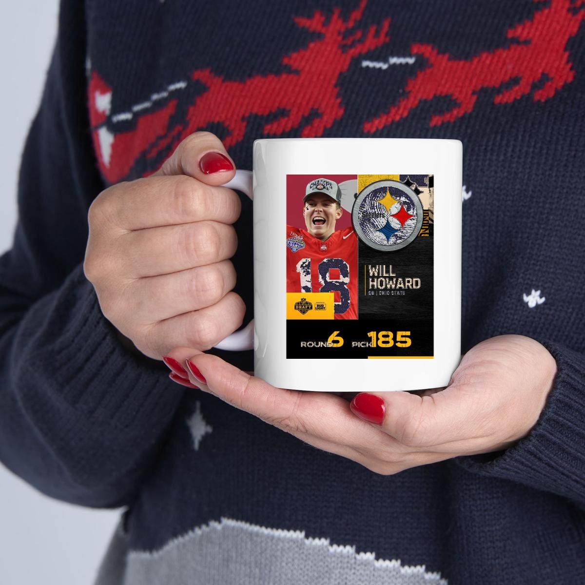 Will Howard Pittsburgh Steelers 2025 Nfl Draft Poster Mug