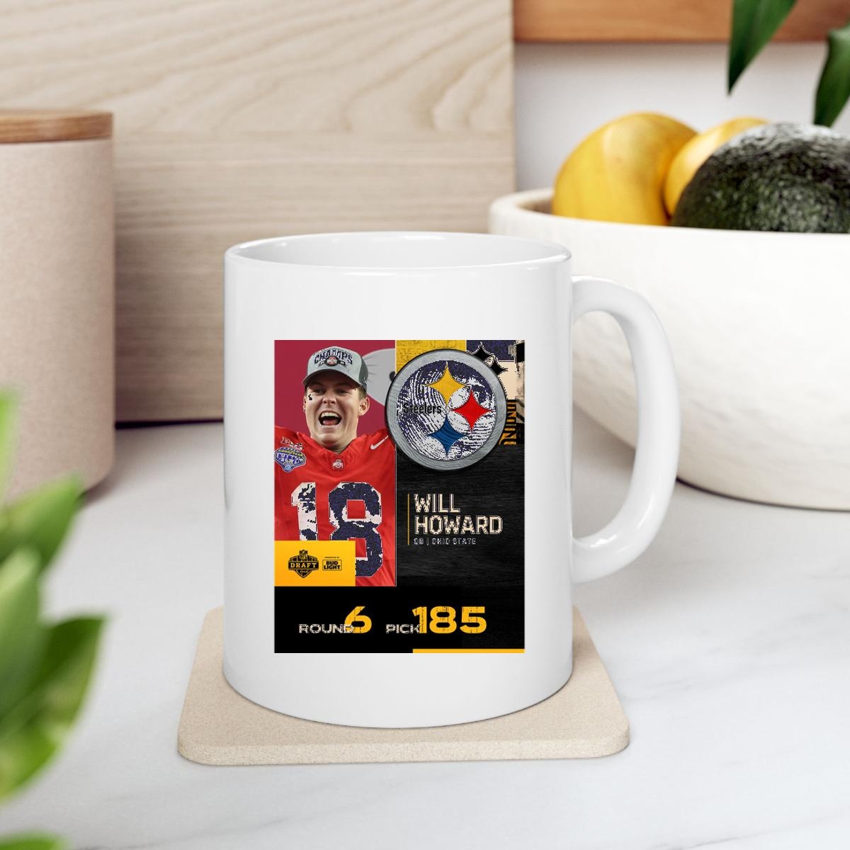 Will Howard Pittsburgh Steelers 2025 Nfl Draft Poster Mug 2