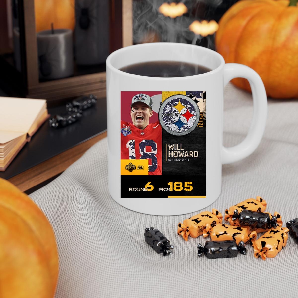 Will Howard Pittsburgh Steelers 2025 Nfl Draft Poster Mug 3
