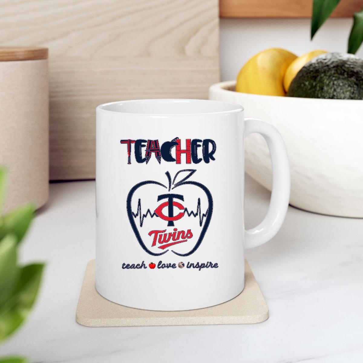 Official Minnesota Twins Teachers Pride Heart Teacher Appreciation Week Mug 2