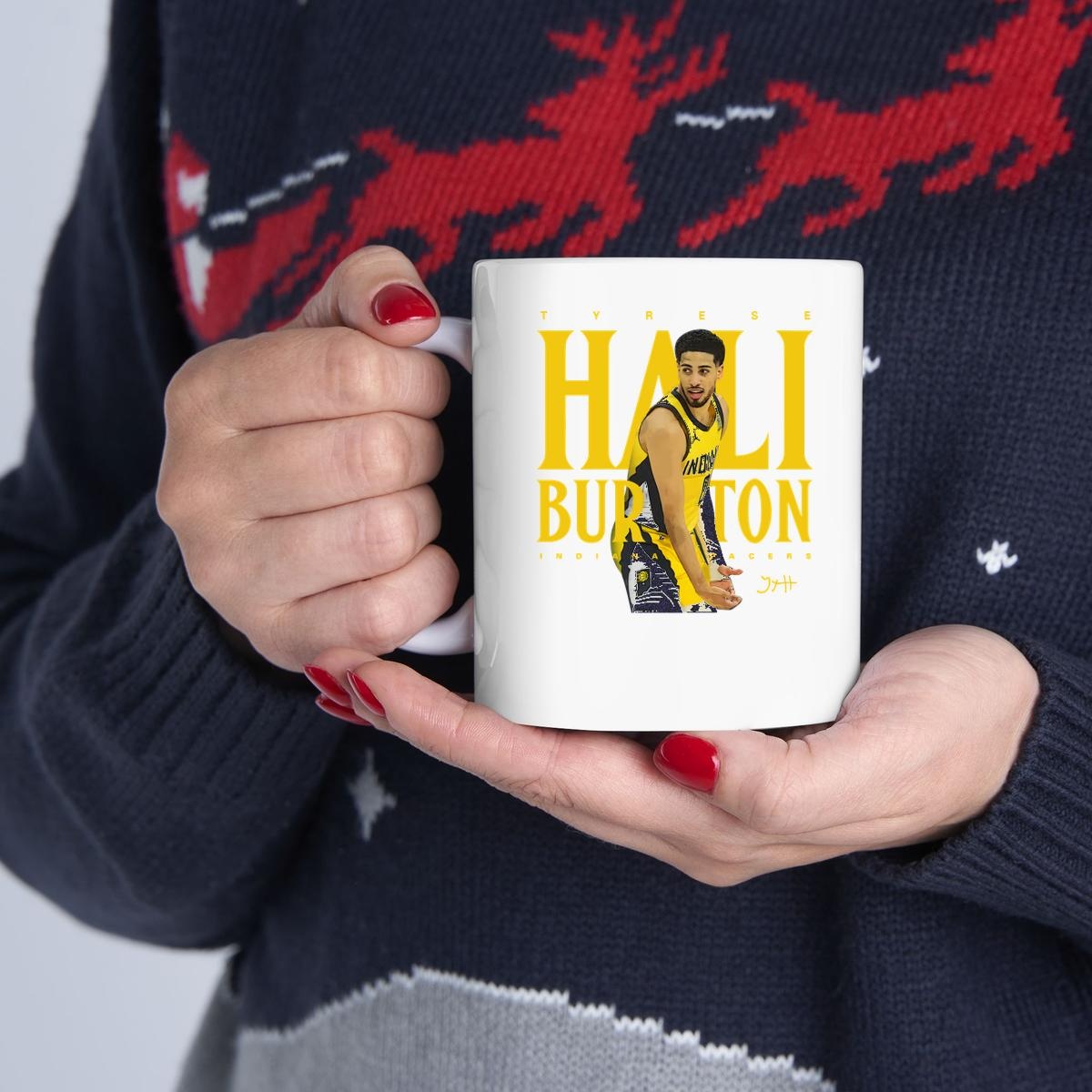 Tyrese Haliburton Big Balls Celebration Indiana Pacers Signature Mug 1