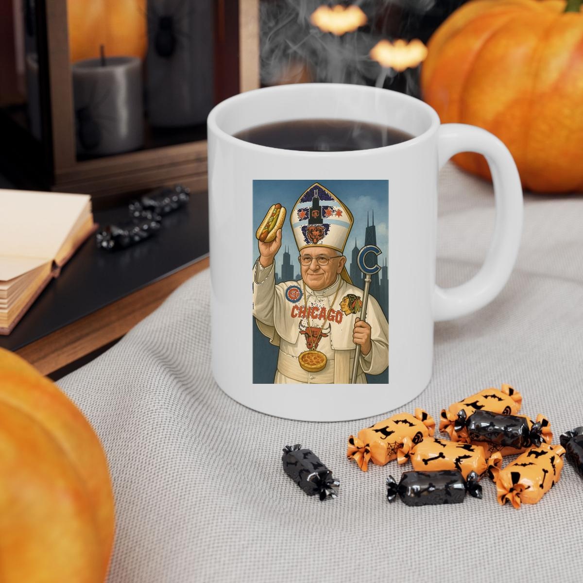 Pope Chicago Sports Team Cubs Bears Bulls Blackhawks Mug 3