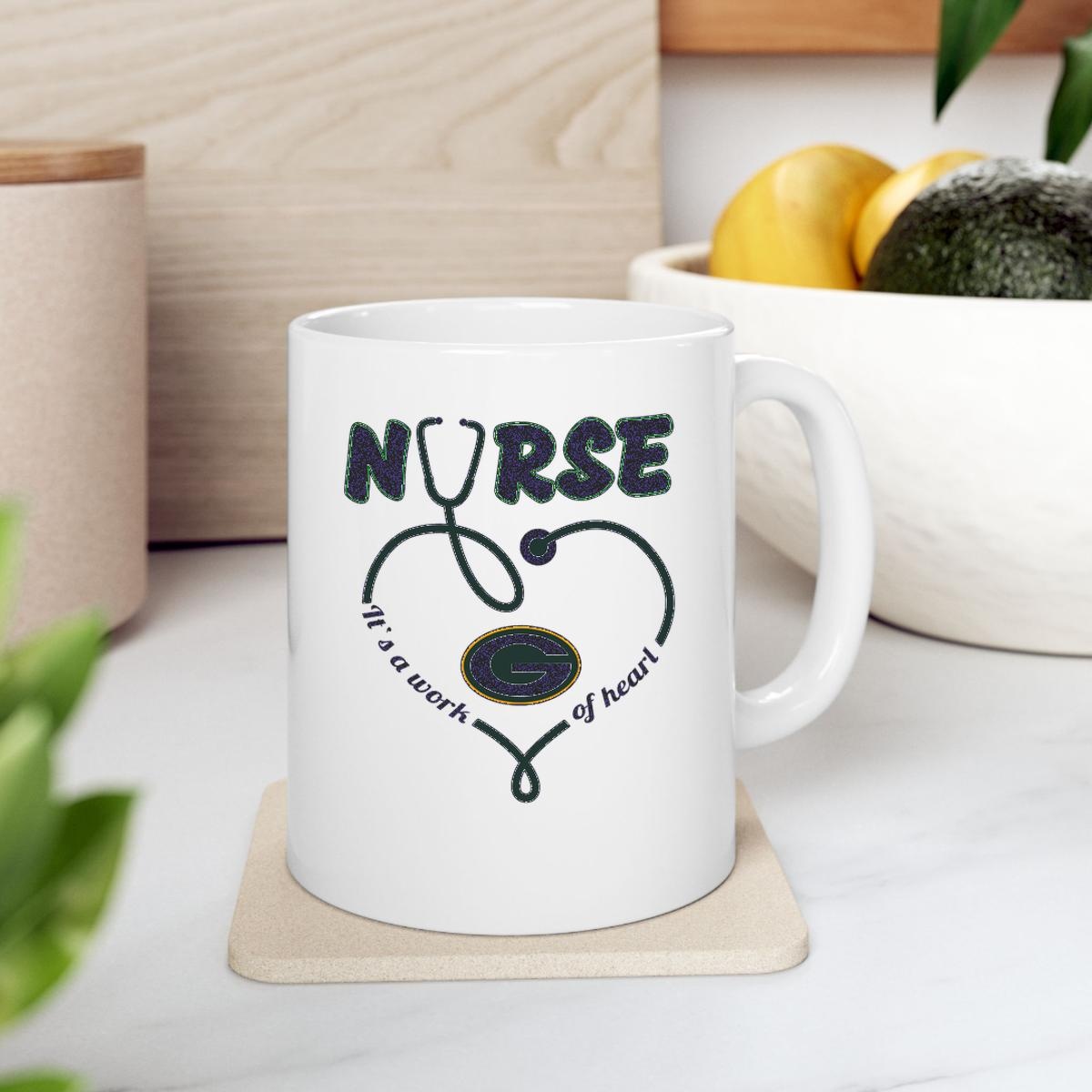 Nurse Its A Work Of Heart Green Bay Packers Mug 2