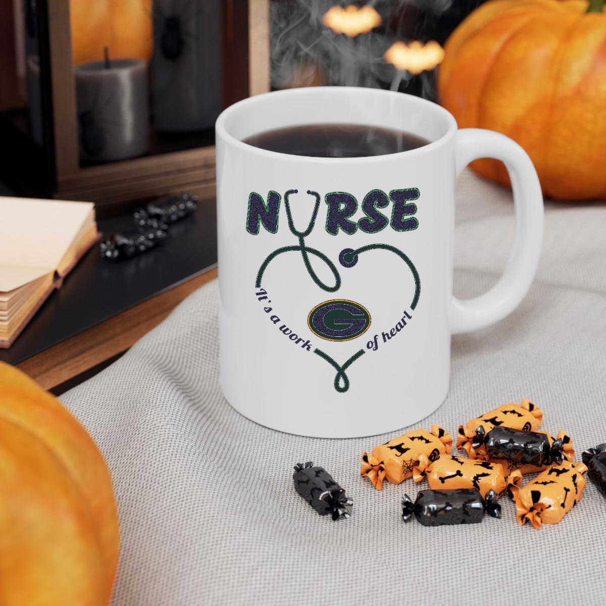 Nurse Its A Work Of Heart Green Bay Packers Mug 3