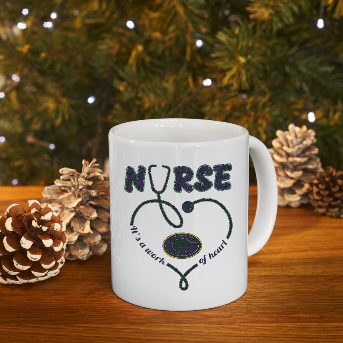 Nurse Its A Work Of Heart Green Bay Packers Mug 4